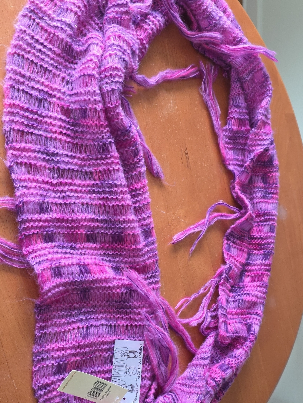 Women’s Pink Knit Infinity Scarf Sweater